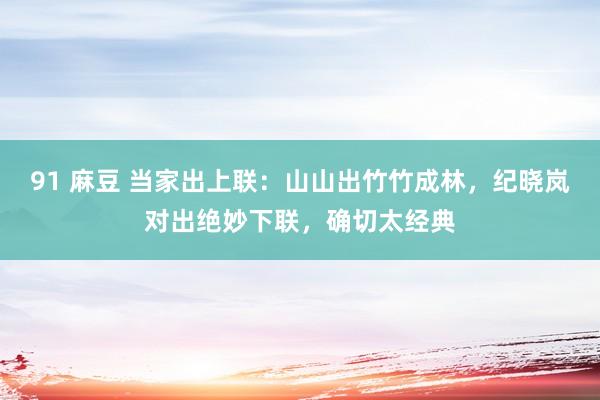 91 麻豆 当家出上联：山山出竹竹成林，纪晓岚对出绝妙下联，确切太经典