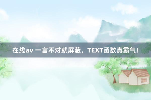 在线av 一言不对就屏蔽，TEXT函数真霸气！
