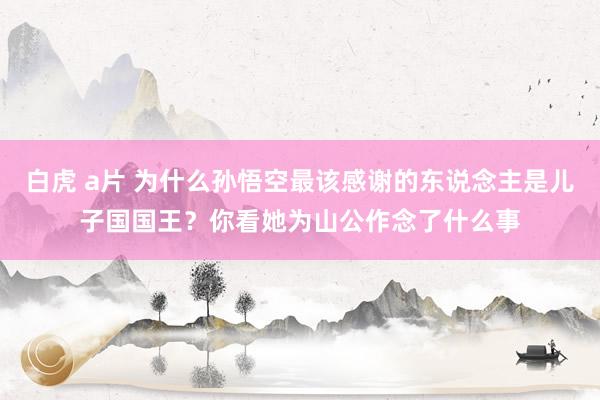 白虎 a片 为什么孙悟空最该感谢的东说念主是儿子国国王？你看她为山公作念了什么事